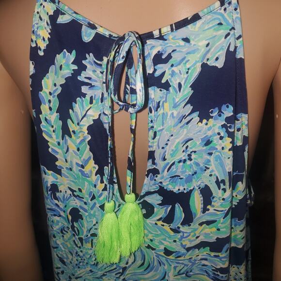 Lilly Pulitzer Margot Swing Dress Sz L High Tide Scuba Doo Pima Cotton Resort - Picture 4 of 8